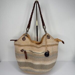 The Sak Tan and Brown Woven Tote Bag